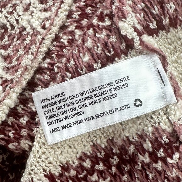 Knox Rose Women SZ L Burgundy & Beige Striped Knit Soft Boho Sweater Side Ties - Picture 4 of 11